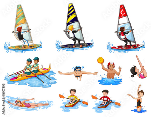 Different kinds of water sports