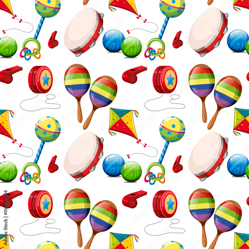 Seamless background with many toys Stock Vector | Adobe Stock