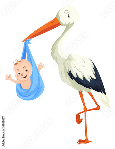 Crane delivering baby boy