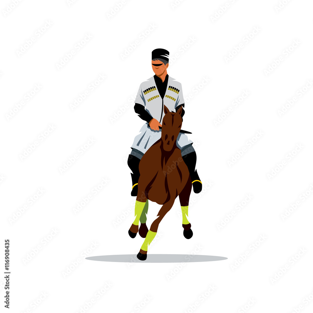 Georgian horseman. Vector Cartoon Illustration. Georgian horseman. Vector Cartoon Illustration.