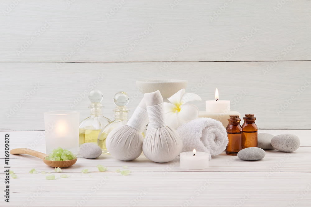 Φωτογραφία beautiful composition of spa treatment on wooden background