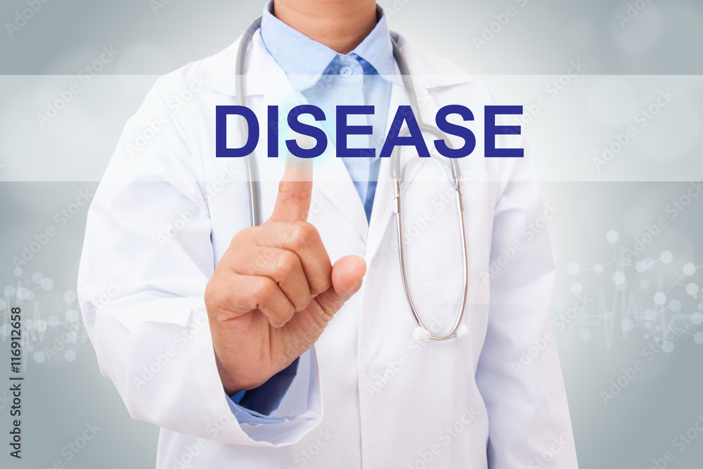 Doctor hand touching disease sign on virtual screen. medical concept Doctor hand touching disease sign on virtual screen. medical concept