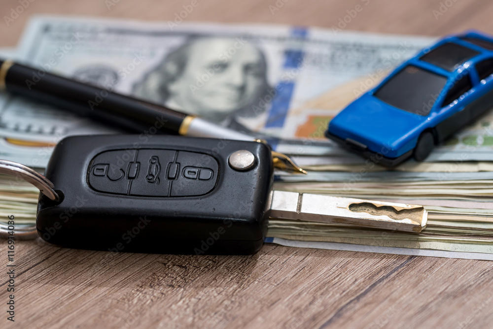 car key with pen and dollar car key with pen and dollar