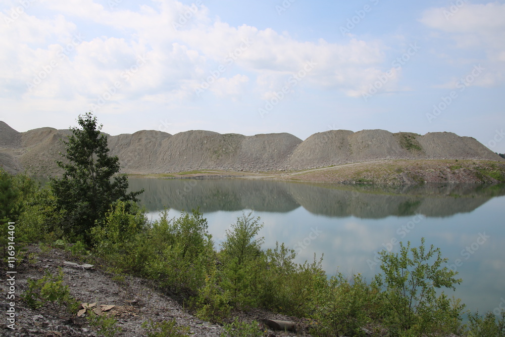 Reclaimed Aidu oil shale open cast mine in Estonia