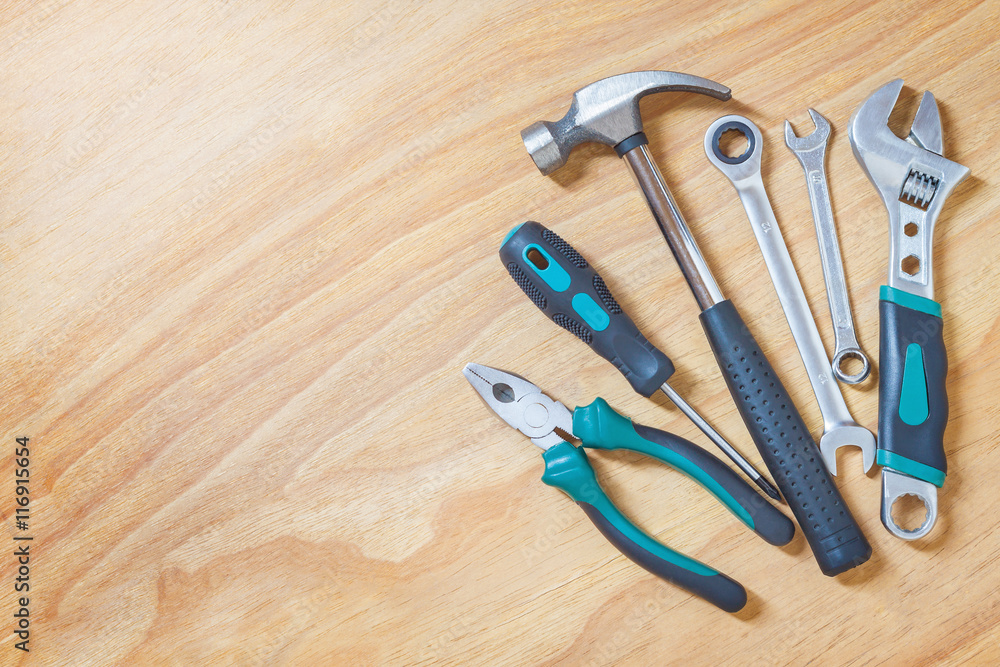 Tools on a wooden backgroundsoft lighting Tools on a wooden backgroundsoft lighting