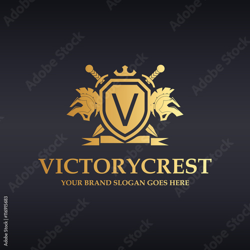 Victory logo. Knight logo. V letter logo