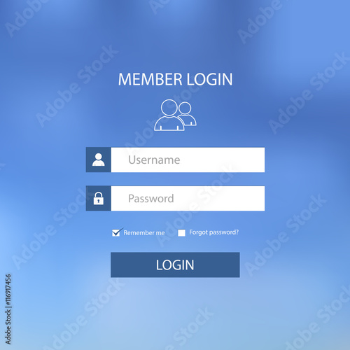 Login web screen with blue design template