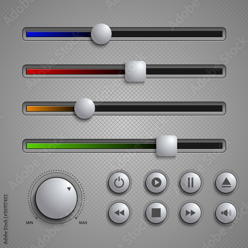 Web user elements silders and buttons template