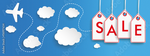 Hanging Price Stickers Flights Sale Header