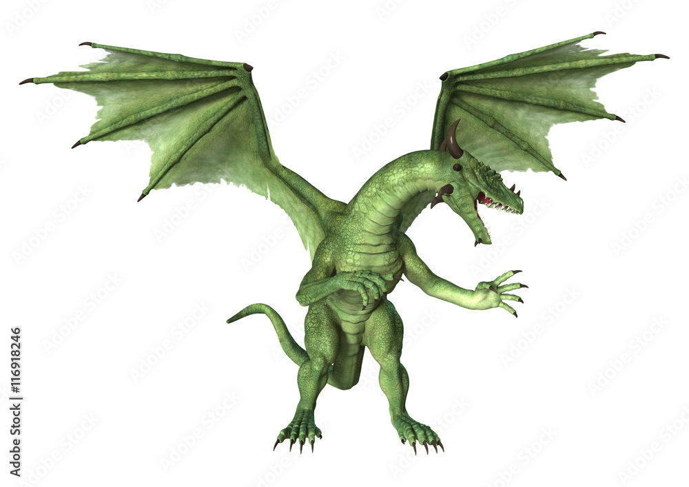 Naklejka premium 3D Rendering Fantasy Dragon on White