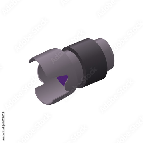 Camera lens icon in cartoon style isolated on white background. Photography symbol