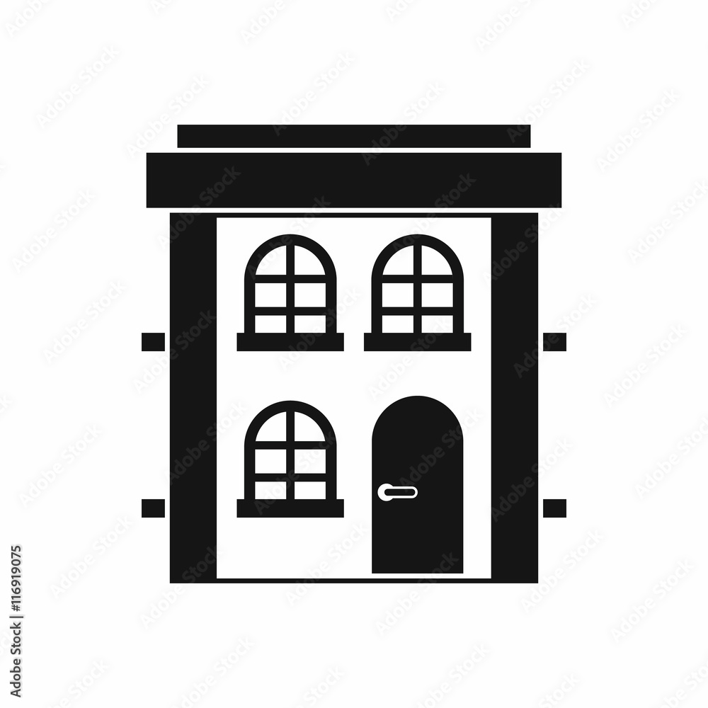 Two-storey residential house icon in simple style isolated on white background. Structure symbol Two-storey residential house icon in simple style isolated on white background. Structure symbol
