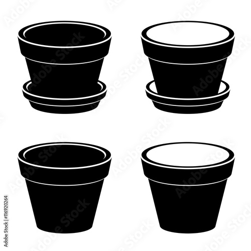 3D flowerpot black symbol vector