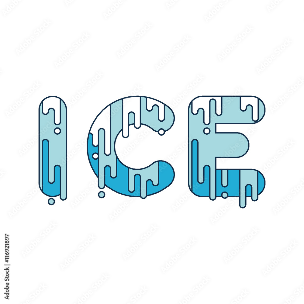 Ice. Bubble font with dripping paint. Vector illustration. Ice. Bubble font with dripping paint. Vector illustration.