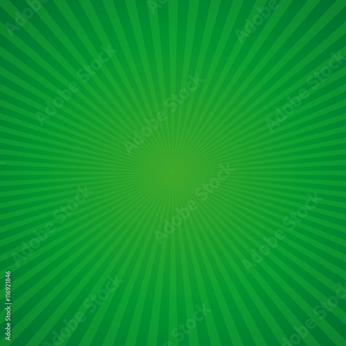 Green retro sunburst background. Vintage green rays sunburst style abstract background. Vector rays background. Green background texture with sunburst. Retro green background for St. Patrick's Day