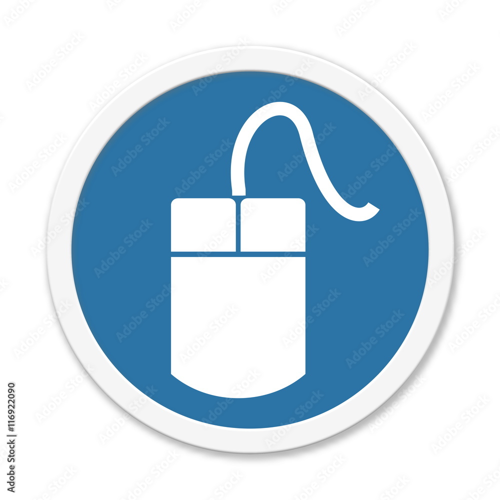 Blauer runder Button: Maus Blauer runder Button: Maus