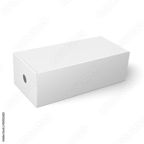White cardboard shoebox template.