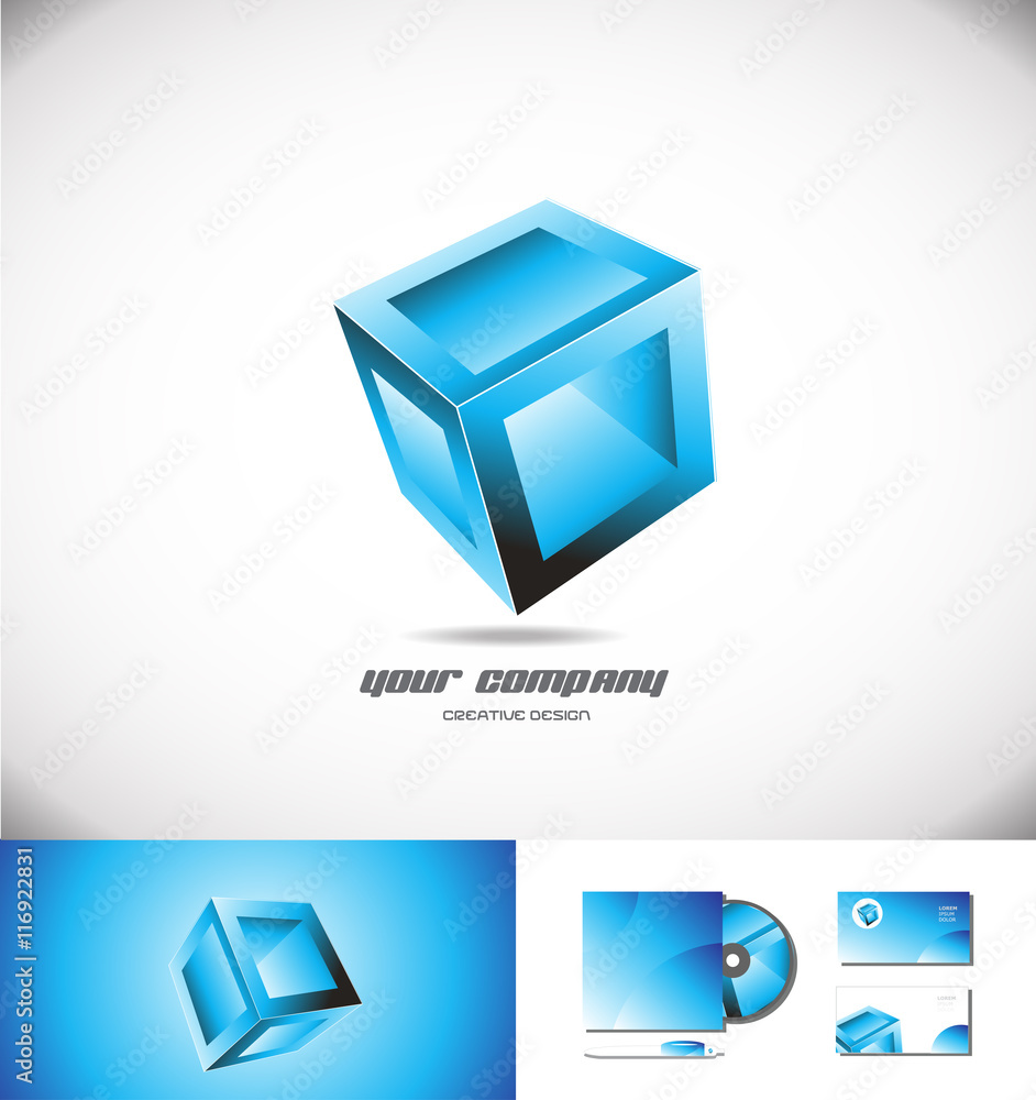 Blue cube box 3d logo icon design games Stock Vector | Adobe Stock