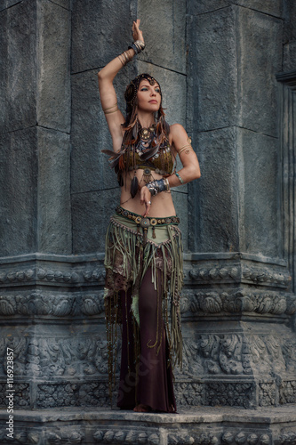 Obraz na plátně beautiful tribal woman dancer in old temple