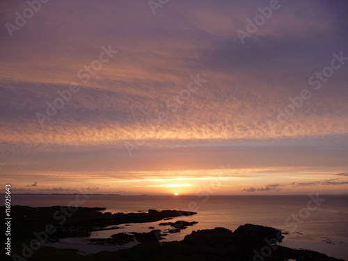 Sunset over the Sea of the Hebrides from Croig, Isle of Mull, Scotland