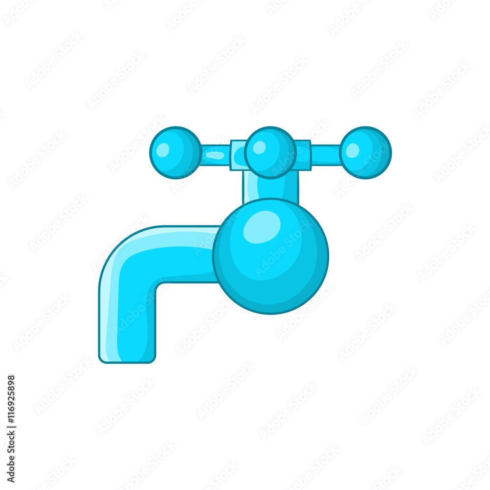 Water tap with knob icon in cartoon style on a white background Water tap with knob icon in cartoon style on a white background