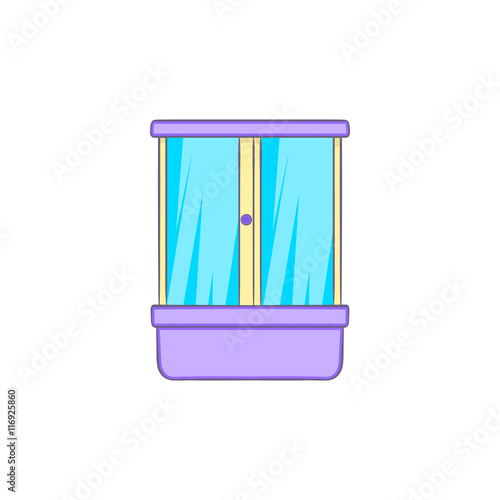 Shower cubicle icon in cartoon style on a white background