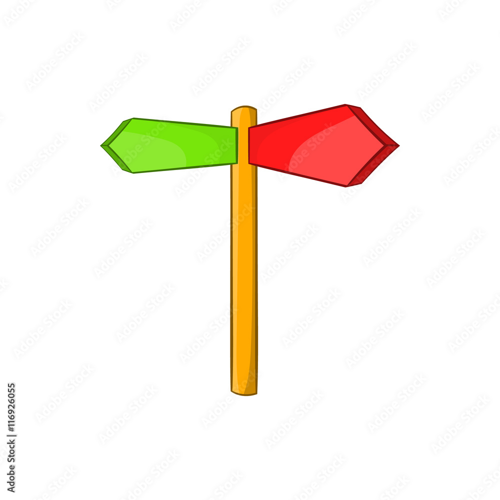 Direction signs icon in cartoon style on a white background Direction signs icon in cartoon style on a white background