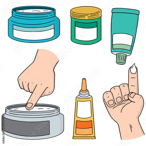 vector set of topical cosmetic and topical medicine