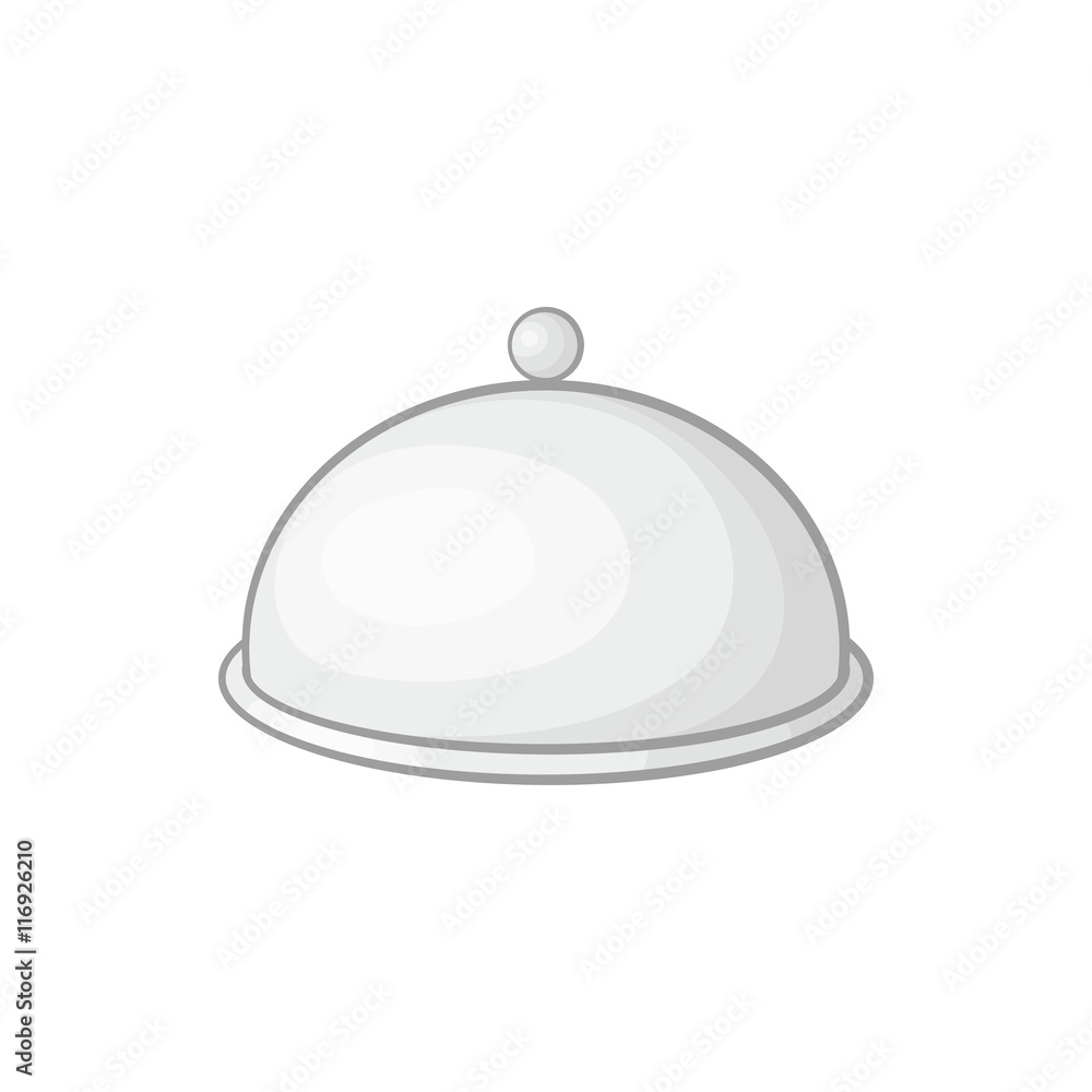 Restaurant cloche icon in cartoon style on a white background Restaurant cloche icon in cartoon style on a white background