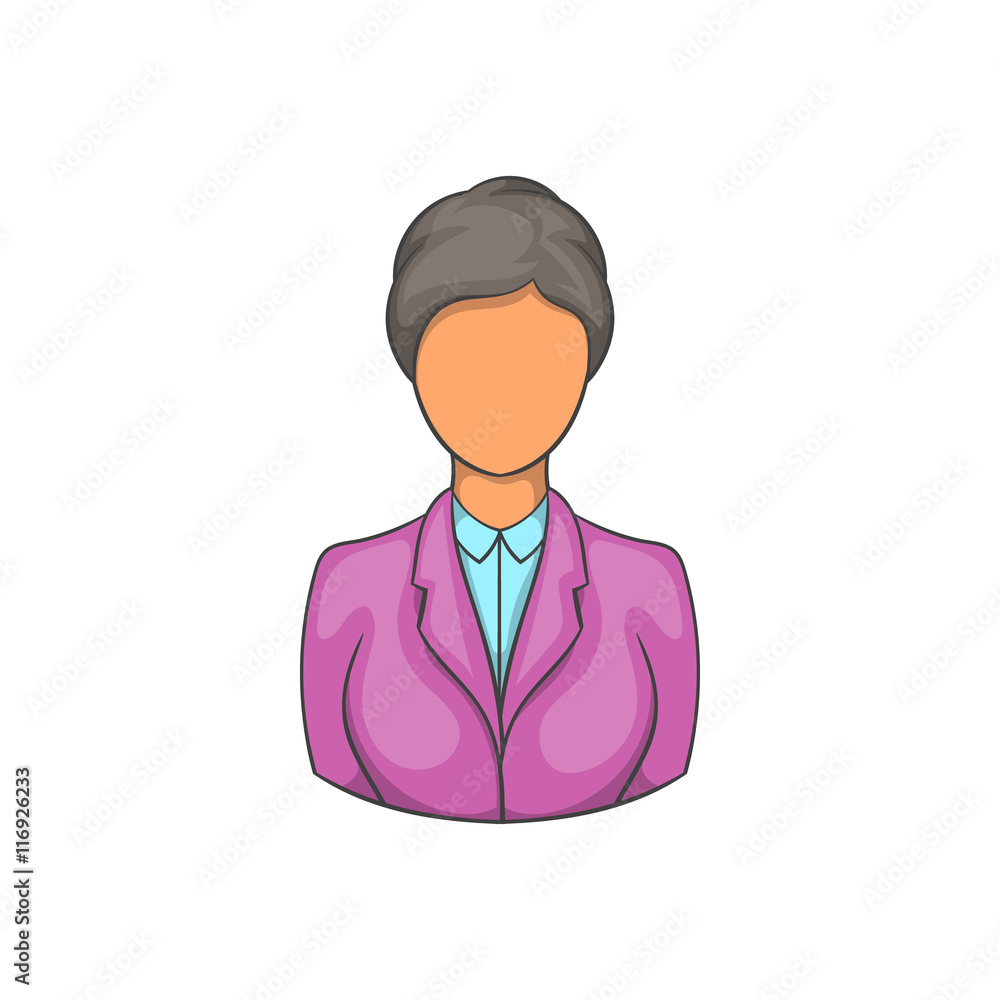 Woman receptionist at hotel icon in cartoon style on a white background Woman receptionist at hotel icon in cartoon style on a white background