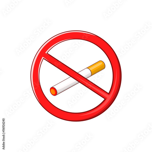 No smoking sign icon in cartoon style on a white background