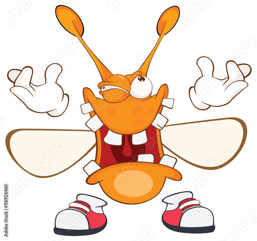 Fotografie Illustration of a Funny clothes moth . Cartoon Character
