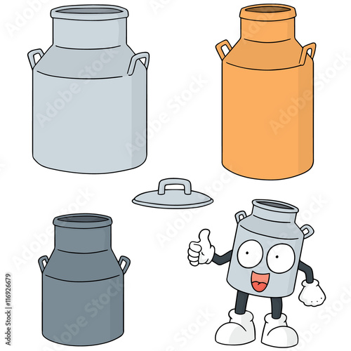 vector set of milk can