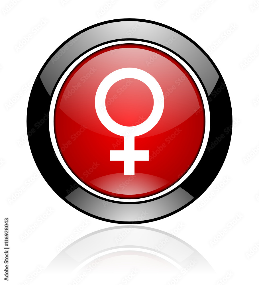 Red glossy female gender vector icon. Red glossy female gender vector icon.