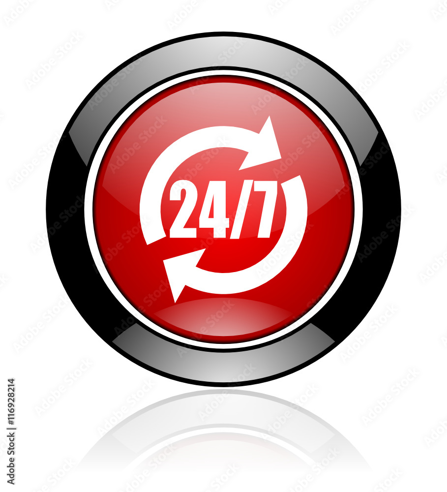 Modern design red and black glossy round web service vector icon Modern design red and black glossy round web service vector icon