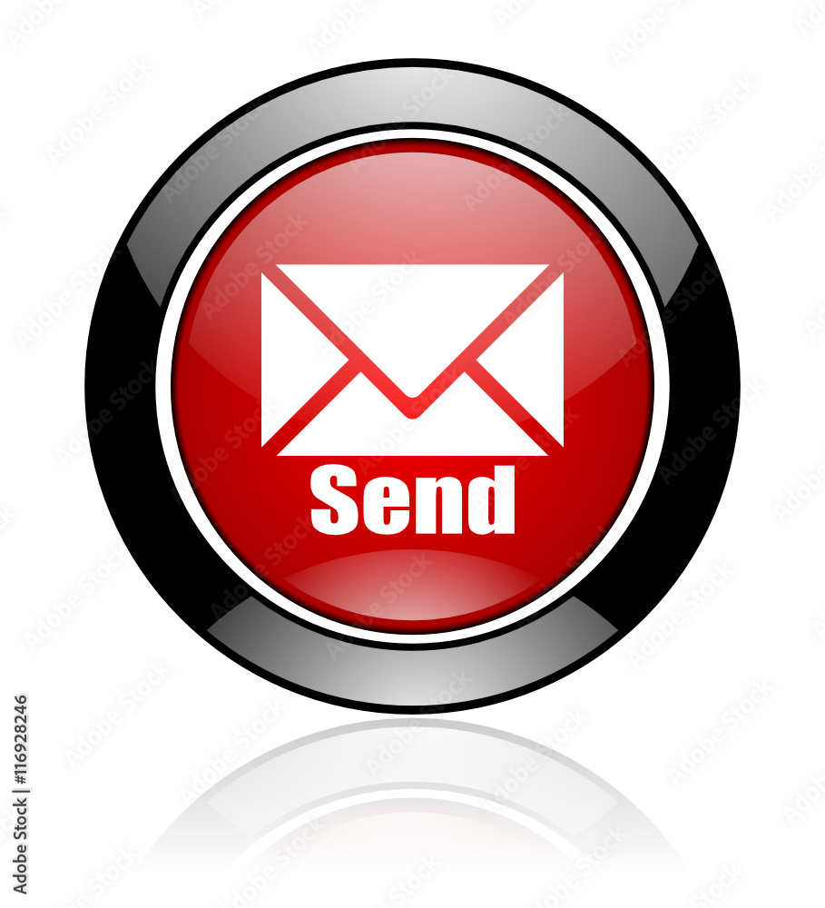 Red and black round glossy web e-mail vector icon Red and black round glossy web e-mail vector icon