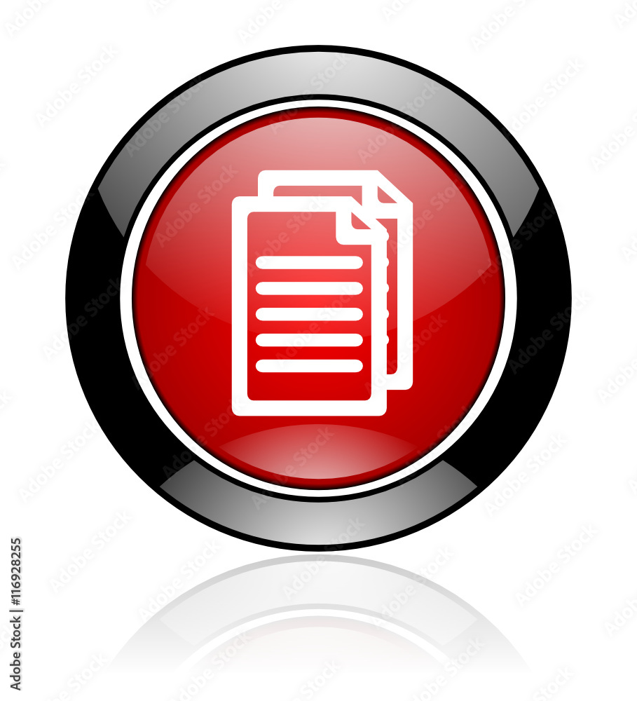 Red and black round glossy web document vector icon Red and black round glossy web document vector icon