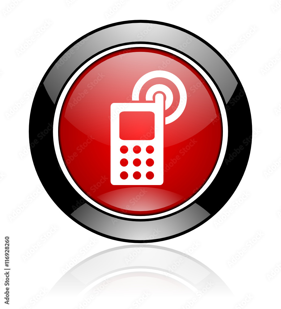 Red and black round glossy web mobile phone vector icon Red and black round glossy web mobile phone vector icon