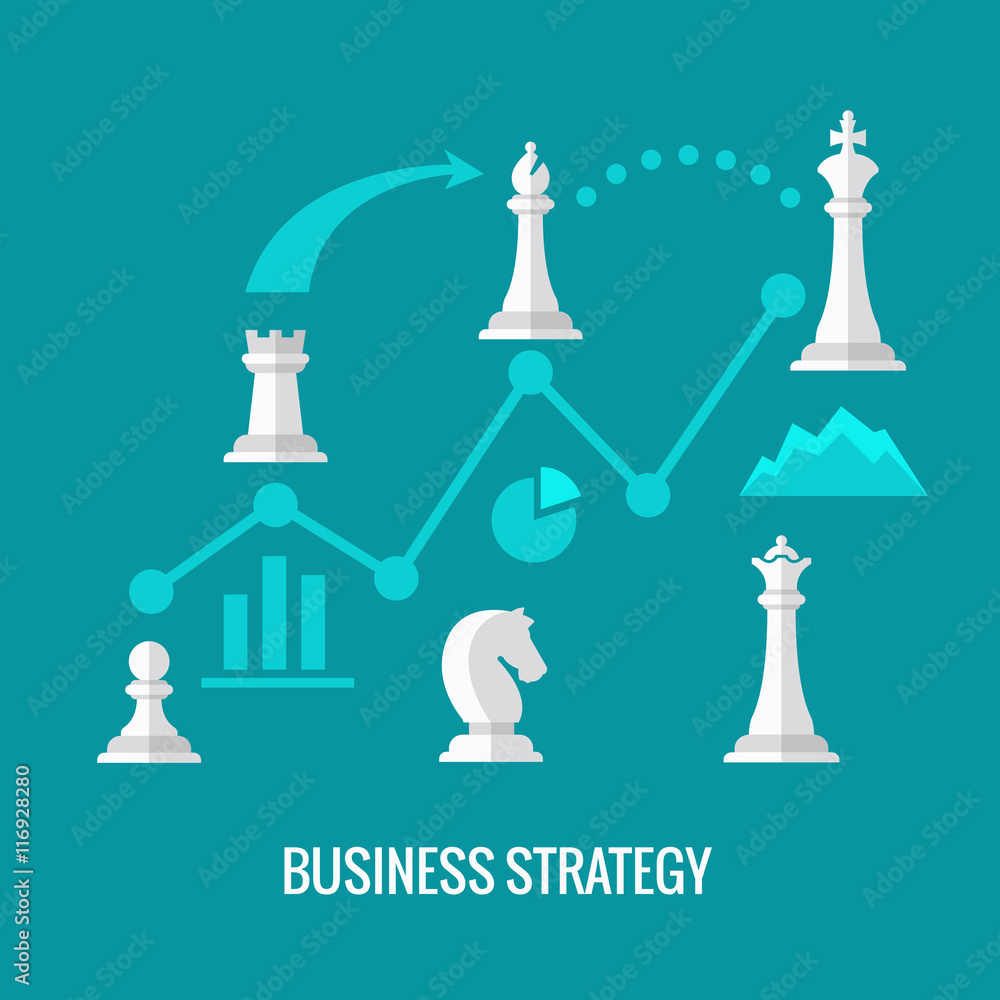 Business strategy with chess flat vector concept Business strategy with chess flat vector concept