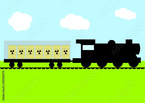 Illustration  Bahntransport Atommüll; Gefahr; Waggon; Bahnverkehr; radioaktiv; Strahlung 
