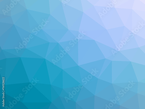 Abstract turquoise blue gradient low polygon shaped background