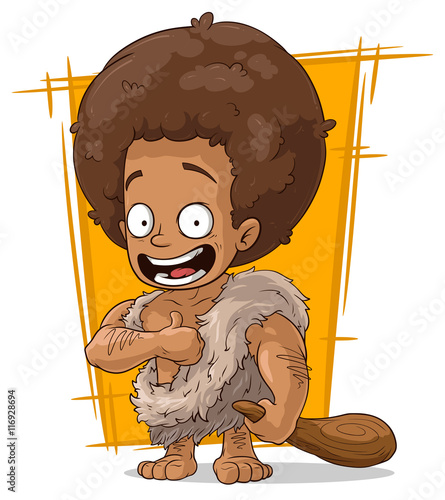 Cartoon prehistoric man with truncheon
