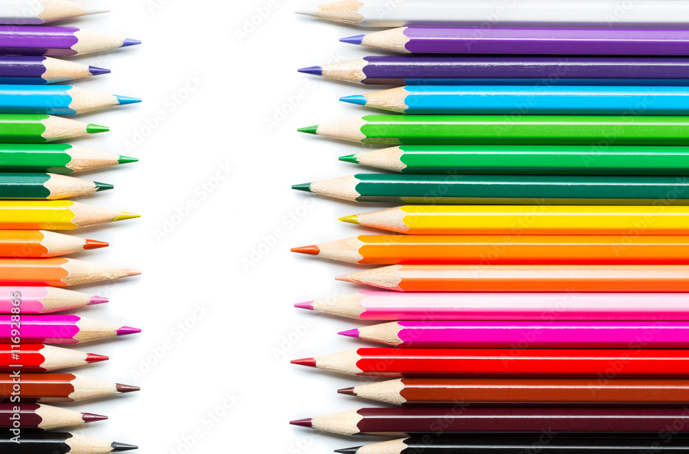 Fototapeta premium Colored pencils on white background