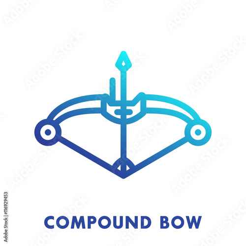 compound bow line icon, logo element