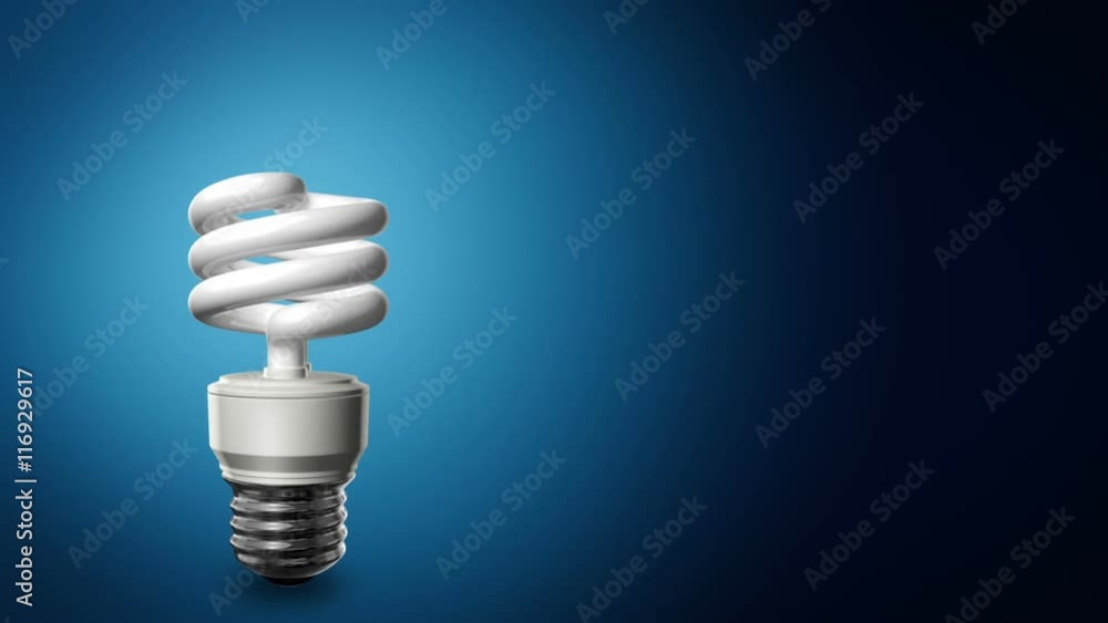 Compact Fluorescent Lightbulb with background. There's actually two loopable animation, one with the lightbulb OFF and one with the lightbulb On. Both animations loop seamlessly. Compact Fluorescent Lightbulb with background. There's actually two loopable animation, one with the lightbulb OFF and one with the lightbulb On. Both animations loop seamlessly.