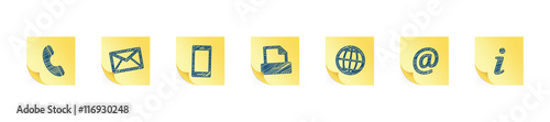 Contact scribble note icons set