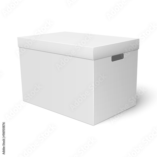 White cardboard storage box template.