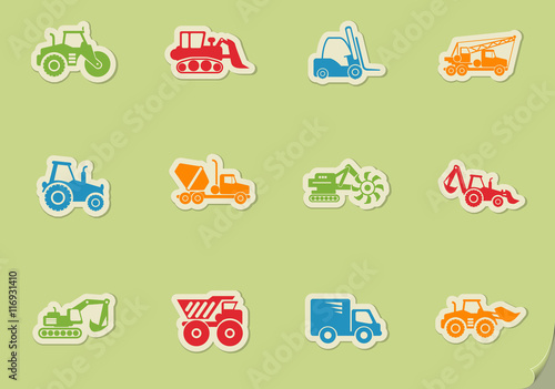 Construction Machines Icon Set