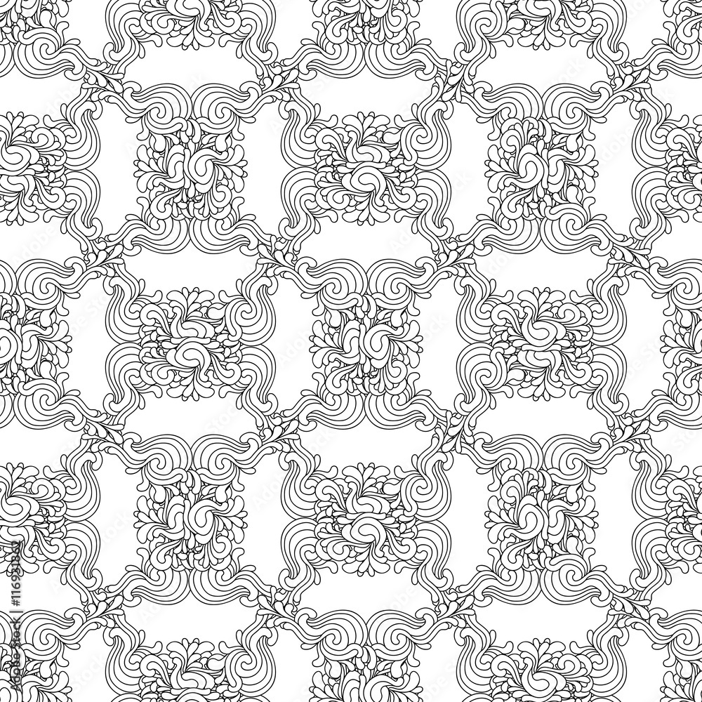 Seamless decorative zentangle graphic pattern on white backgroun Seamless decorative zentangle graphic pattern on white backgroun