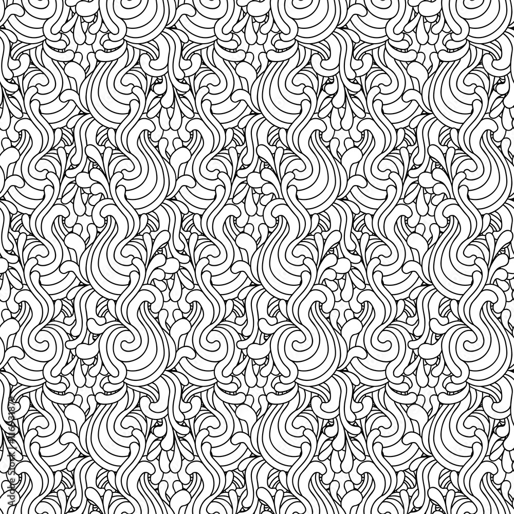 Seamless decorative zentangle graphic pattern on white backgroun